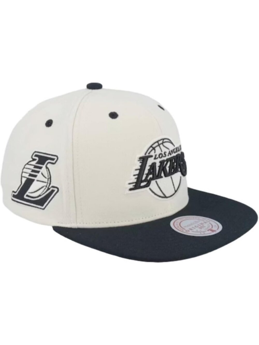 Los Angeles Lakers Snapback Hat Cap - Cream/Black, NBA Style, Adjustable Fit